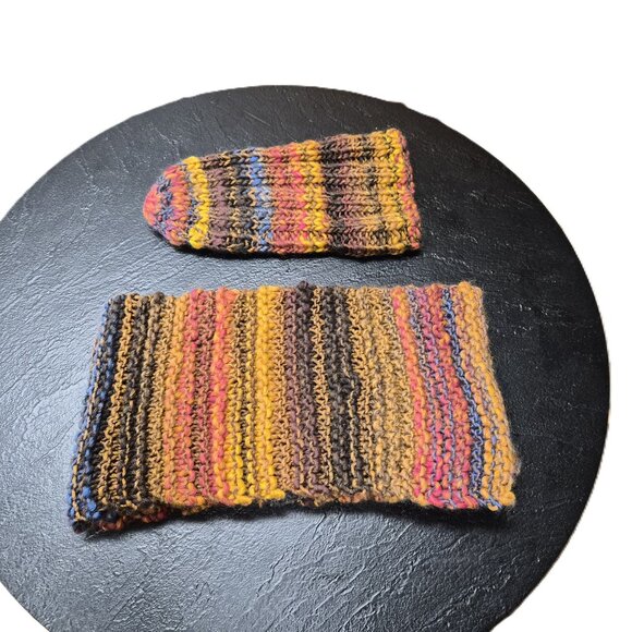 Handmade Wool Hat & Scarf Set – Multicolor – Soft Chunky Warm Cozy Rustic Soft - Picture 4 of 5